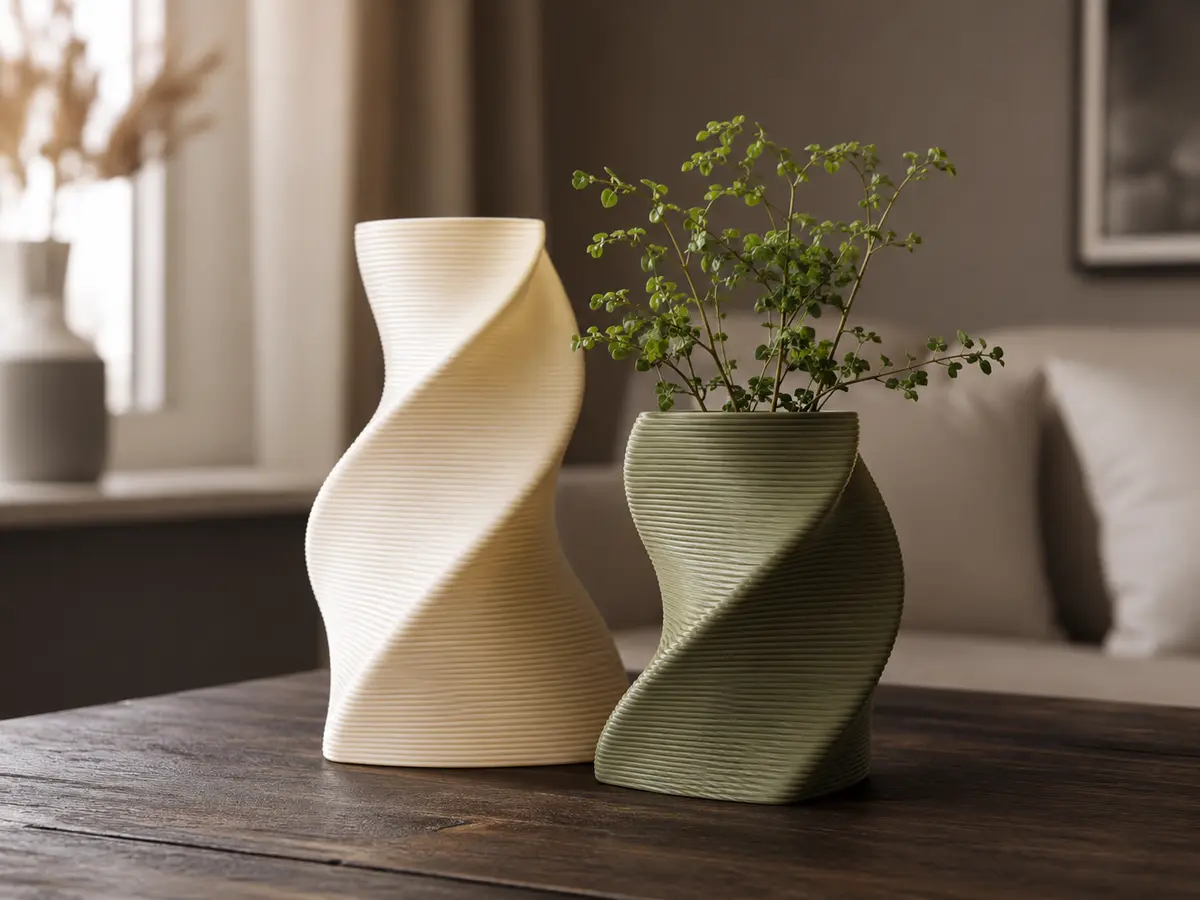 Vaso orgânico produzido pela Paitra 3D